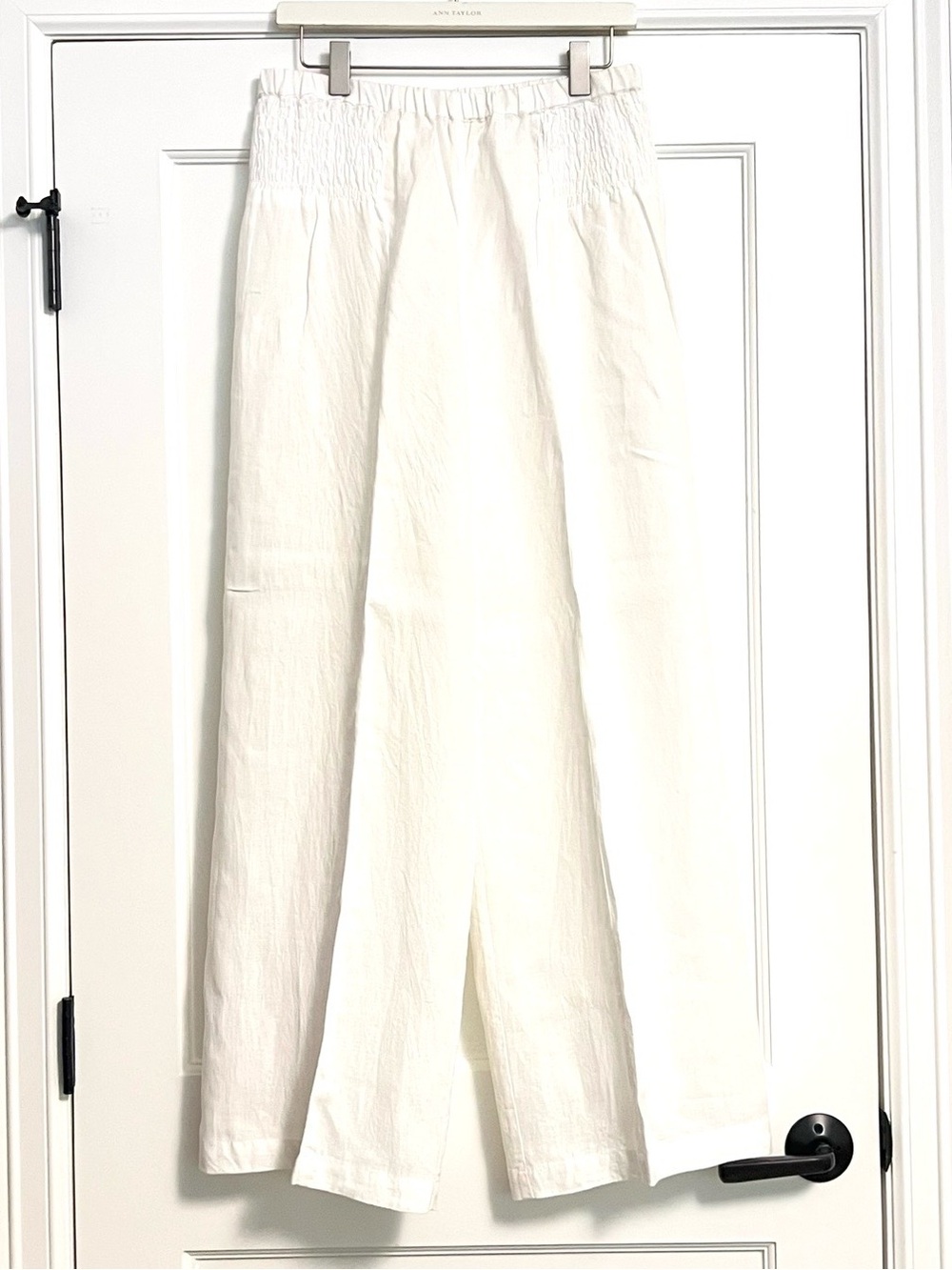 Sigrid Olsen White Wide-Leg Smocked-Waist Pants - Picture 8 of 12